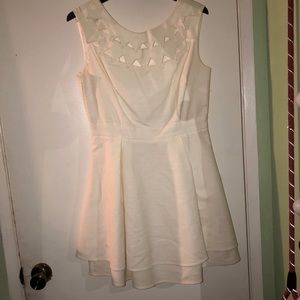 White neck cut out mini dress